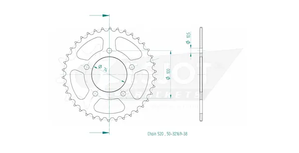 Pinion standard spate 520 negru, 2, nordicamoto.ro