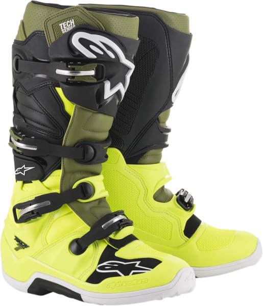 Cizme Alpinestar Tech 7 Yellow Fluo Military Green Black