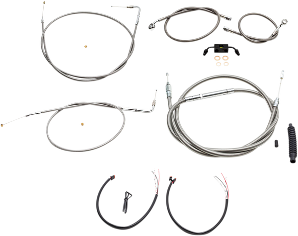 Complete Stainless Braided Handlebar Cable/brake Line Kit Silver, 1, nordicamoto.ro
