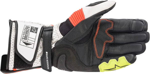Manusi Piele Alpinestars SP-2 v3 Alb/Red Fluo/Negru-0