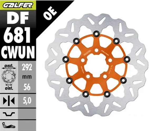 Brake Rotor Floating Wave Orange, Silver, Stainless Steel, 1, nordicamoto.ro