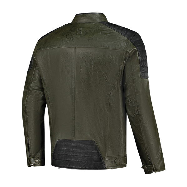 Geaca Piele Rusty Stitches Cooper Green/Black-0