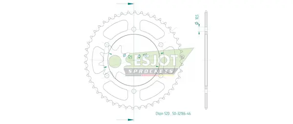 Pinion standard spate 520 negru, 2, nordicamoto.ro