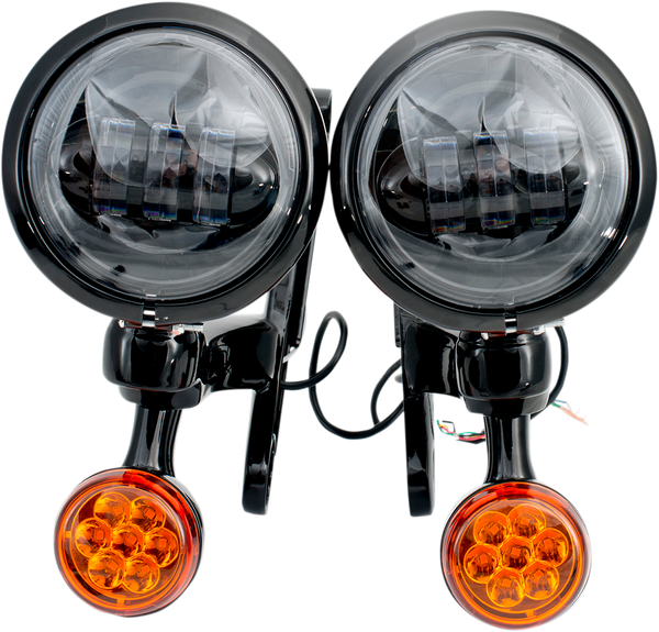 Light Brackets With Led Auxiliary Lights And Turn Signals Chrome, 1, nordicamoto.ro