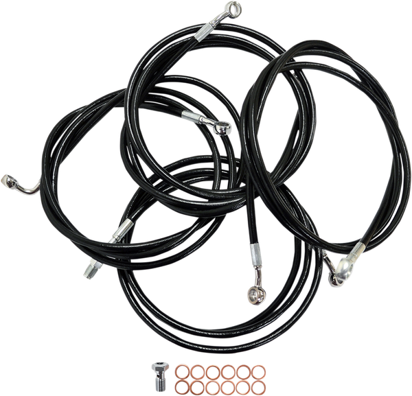 Standard Black Vinyl Braided Handlebar Cable/brake Line Kit Black, 1, nordicamoto.ro
