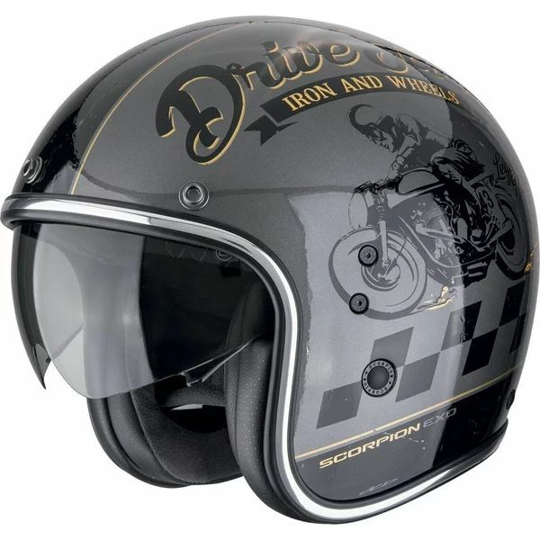 Casca open face SCORPION BELFAST EVO DRIVE FAST L Argintiu/Negru/Auriu, 4, nordicamoto.ro