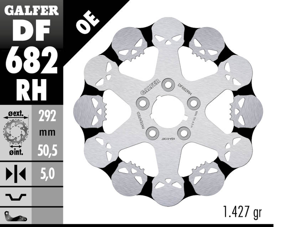 Skull Brake Rotor Black, Silver, 1, nordicamoto.ro