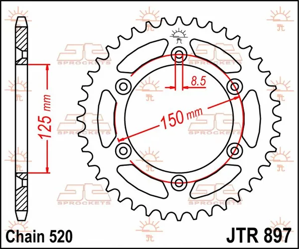 JT SPROCKETS Rear Sprocket Black -0