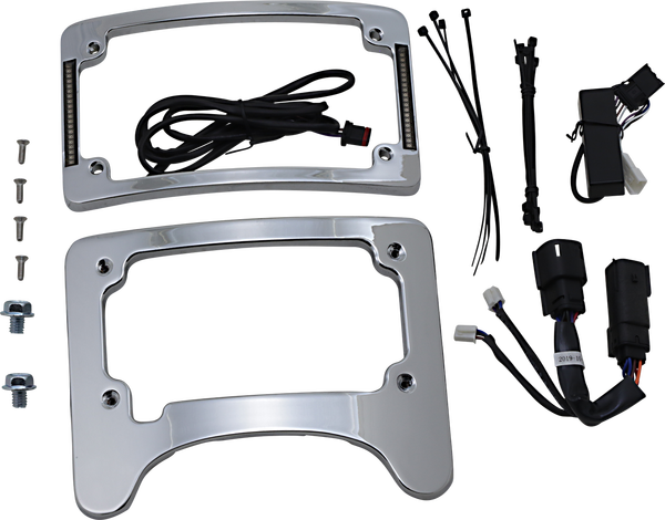 Turn Signal Eliminator With Tri Radius Illuminated Plate Frame Amber, White, 2, nordicamoto.ro
