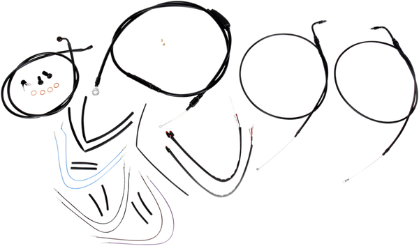Complete Black Vinyl Handlebar Cable/line Kit For Ape Hanger Handlebars Black, 1, nordicamoto.ro