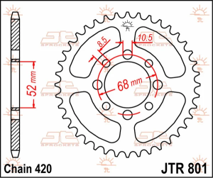Jtr865.43 Rear Replacement Sprocket 43 Teeth 50 Pitch Natural Steel Natural, 2, nordicamoto.ro