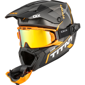Cască CKX Titan AMS Conrod Orange Matt Carbon + ochelari de protecție, M, 5, nordicamoto.ro