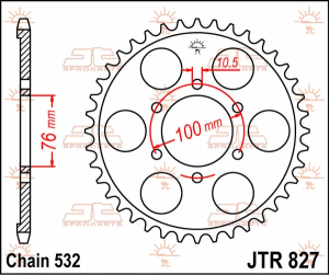 JT SPROCKETS Pinion spate, culoare naturală, 1, nordicamoto.ro