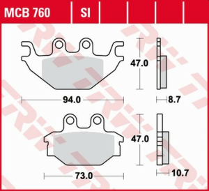 Placute frana spate TRW Organice YAMAHA MT 125 '14-/ YZF 125 '08-'18