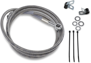Extended Length Stainless Steel Brake Line Kit Silver, Clear-coated