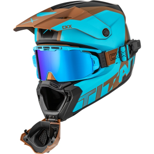 Cască CKX Titan AMS Nunavut Albastru/Pecan Mat + ochelari de protecție, M, 2, nordicamoto.ro