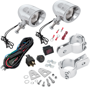 Highway Bar Mini Driving Lights Kit Chrome, 1, nordicamoto.ro