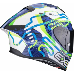 Casca integrala sport SCORPION EXO-R1 EVO II AIR CORNERING L Alb/Albastru/Verde, 3, nordicamoto.ro