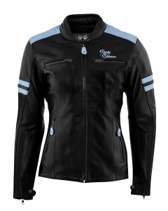 Geacă Piele Damă Rusty Stitches Joyce Black-Baby Blue