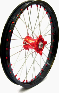 Jantă Elite Mx-en, spițe argintii, negru, roșu