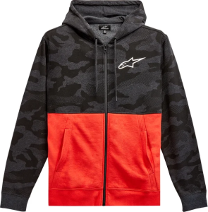 Camo Block Hoodie Red, Gray