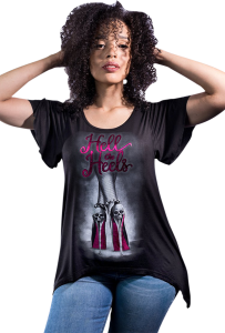 Women's Hell On Heels Split Back T-shirt Black S, 2, nordicamoto.ro
