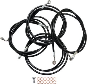 Standard Black Vinyl Braided Handlebar Cable/brake Line Kit Black, 1, nordicamoto.ro