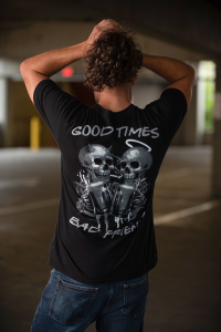 Good Times Bad Friends T-shirt Black 2XL, 2, nordicamoto.ro