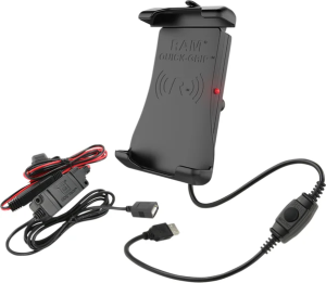Suport de încărcare wireless cu prindere rapidă, rezistent la apă, negru, 1, nordicamoto.ro