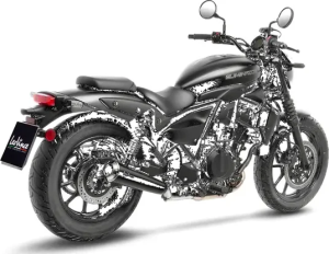 Tobă de eșapament LeoVince Classic Racer Black Edition Slip-On pentru Kawasaki Eliminator, 4, nordicamoto.ro