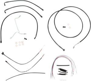 Complete Black Vinyl Handlebar Cable/line Kit For Ape Hanger Handlebars Black