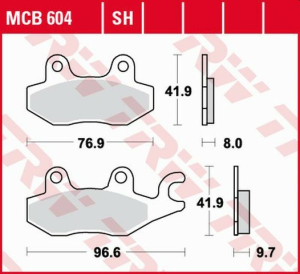 Placute frana spate TRW Organice SUZUKI DR 800 '97-'99/TRIUMPH TIGER 1050 '07-'13/DYTONA 1200 '93-'97/TROPHY 1200 '94-'03/YAMAHA XTZ 750 '89-'97