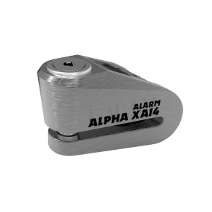 Alpha Oxford XA14 Alarm Disc Lock (14mm Pin)-Brushed Stainless & Black Cover
