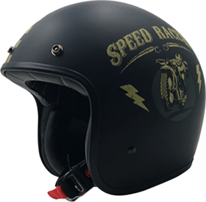 Fx-76 Speed Racer Vintage Helmet Matte Black/gold 2x-large Black, Gold, Matte 2XL, 1, nordicamoto.ro