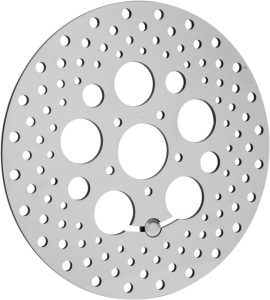 Polished Stainless Steel Drilled Brake Rotor Silver, Polished, 2, nordicamoto.ro