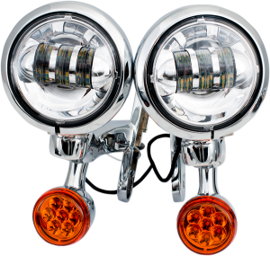 Light Brackets With Led Auxiliary Lights And Turn Signals Chrome, 3, nordicamoto.ro