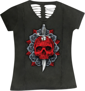 Women's Dagger Skull T-shirt Gray XL, 3, nordicamoto.ro