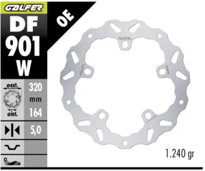 Brake Rotor Fixed Wave Silver, Stainless Steel 