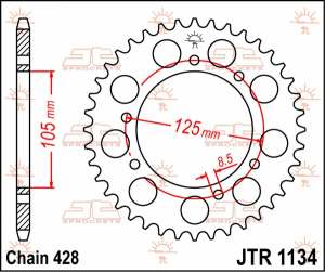 JT SPROCKETS Pinion spate, culoare naturală 