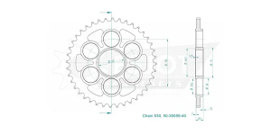 Standard Sprocket Rear 530 Zinc Plated, 2, nordicamoto.ro