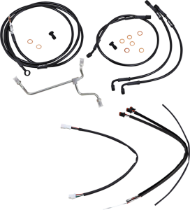 Complete Black Vinyl Handlebar Cable/line Kit For Ape Hanger Handlebars Black