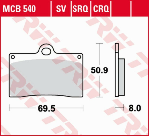 Placute frana fata TRW Organice APRILIA RS4 125 '11 -'16/DUCATI MONSTER 600 '94 -'98/KTM DUKE 620 '94 -'98/MOTO GUZZI CALIFORNIA 1100 '98 -'05/V11 '97 -'01/YAMAHA TZR 125 '91 -'95/SZR 660 '95 -'98