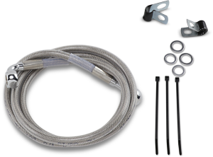 Extended Length Stainless Steel Brake Line Kit Silver, Clear-coated