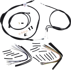 Complete Black Vinyl Handlebar Cable/line Kit For Ape Hanger Handlebars Black