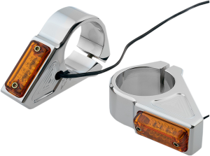 Rectangle Led Fork Mount Turn Signals Chrome