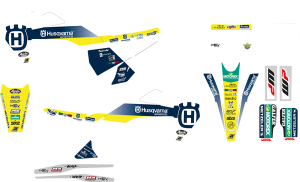 Trophy Graphic Kit Yellow, White, Blue, 3, nordicamoto.ro