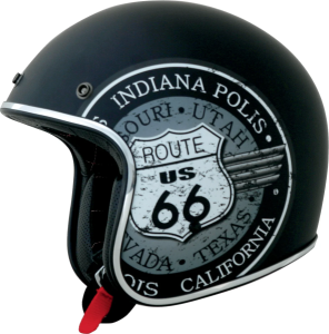 Fx-76 Route 66 Vintage Helmet Matte Black Large Black, Chrome, Gray, White