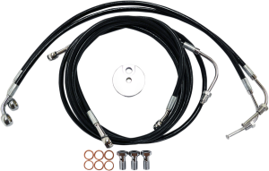 Black Braided Brake Line Kit Black