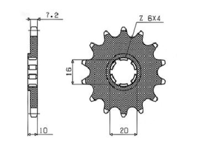 Pinion pentru arbore intermediar Powerdrive, negru, parkerizat, 2, nordicamoto.ro
