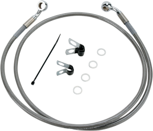 Extended Length Stainless Steel Brake Line Kit Silver, Clear-coated